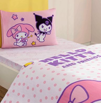 Фото Комплект постільної білизни з піке TAC Disney Hello Kitty & Friends простирадло на резинці p-60325181