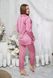 Фото №4 из 5 товара Женский домашний костюм Шелк Брюки + Рубашка Розовый Фриз 906