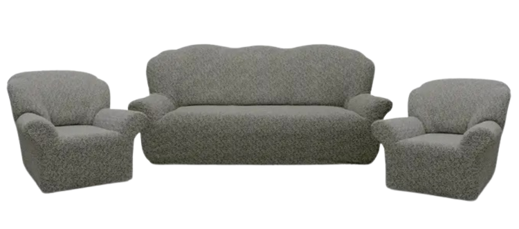 Фото Жакардовий чохол для дивана та+ 2-х крісел Вензель Сірий