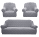 Фото №1 з 9 товару Жакардовий чохол для дивана та+ 2-х крісел Хвиля Світло - Сірий