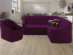 Фото Чехол для углового дивана + кресло без юбки Turkey № 8 Фиолетовый