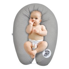 Фото Подушка для беременных и кормления Papaella Горошек Серая