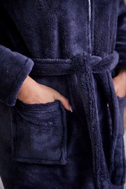 Фото Женский теплый халат Welsoft с капюшоном на молнии Синий 1095