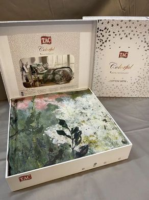 Фото Сатинова постільна білизна TAC Saten Digital Agatha Green 100% Бавовна p-60242508