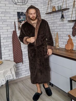 Фото Чоловічий халат з каптуром Welsoft Темно Шоколад 006591