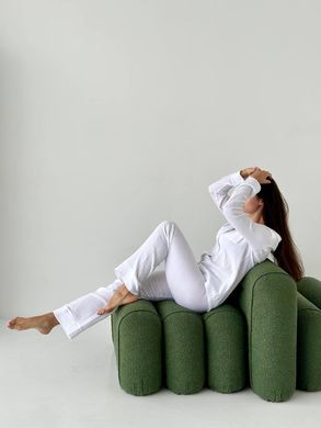 Фото Женская муслиновая пижама Брюки + Рубашка Белая