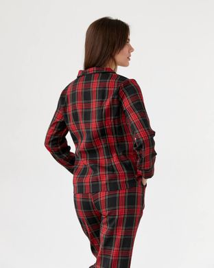 Фото Женский домашний костюм-пижама 100% Хлопок Брюки + Рубашка Красный с Чёрным 030-51-11