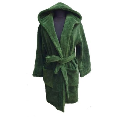 Фото Детский махровый халат c капюшоном Welsoft Zeron Тёмно Зелёный