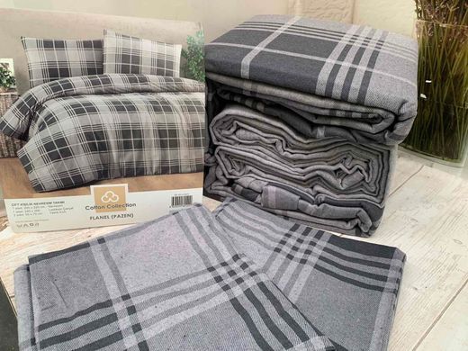 Фото Комплект постельного белья Фланель Cotton Collection Kare Cizgi Grey