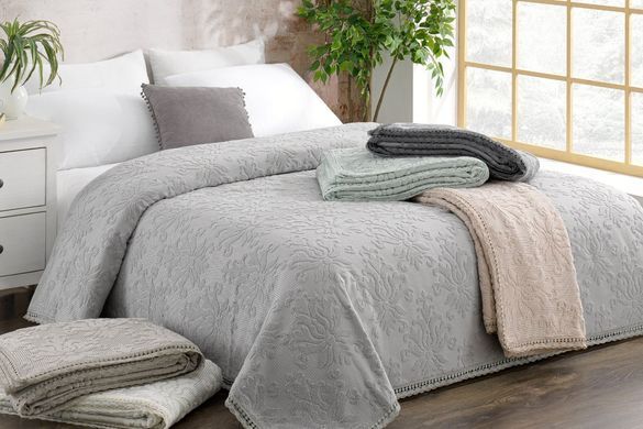Фото Махровое Покрывало 100% хлопок Moss Zeren Light Grey 220х240