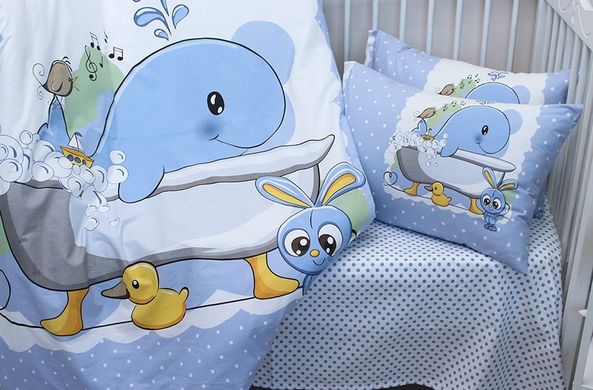 Фото Постельное белье в детскую кроватку 100% Хлопок Whale