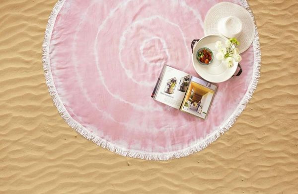 Фото Круглое полотенце пляжное Пештемаль Barine Pestemal Swirl Roundie Flamingo Розовое