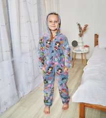 Фото Дитяча махрова піжама Кігурумі Welsoft Сіро Синя 9000
