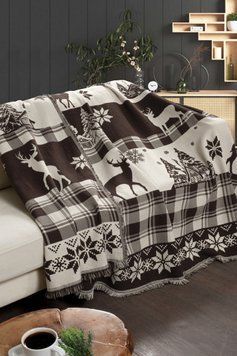Фото Новорічний бавовняний плед First Choice Ruma Deer Polama Олені 2085-03