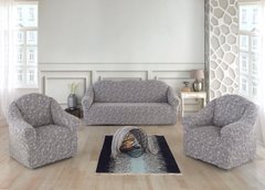 Фото Жаккардовый чехол для дивана и 2-х кресел Вензель Светло - Серый