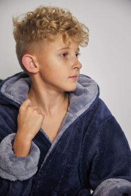 Фото Детский махровый халат для малчика c капюшоном Welsoft Графит 4000