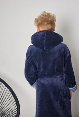 Фото Дитячий махровий халат для хлопчика з каптуром Welsoft Графіт 4000