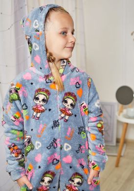 Фото Детская махровая пижама Кингуруми Welsoft Серо Синяя 9000