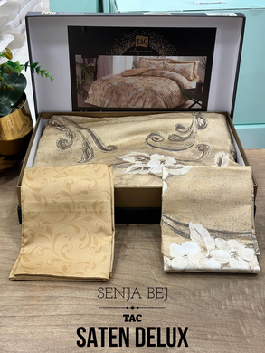 Фото Комплект постільної білизни TAC 100% Бавовна Сатин Delux Senja Beige Бежевий р-60265196