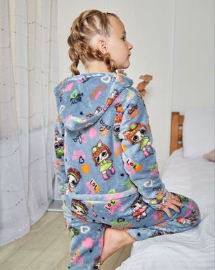 Фото Детская махровая пижама Кингуруми Welsoft Серо Синяя 9000