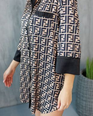 Фото Жіноча Сорочка для дома V.Velika Сатин Чорна 058/21 Fendi 058/21f