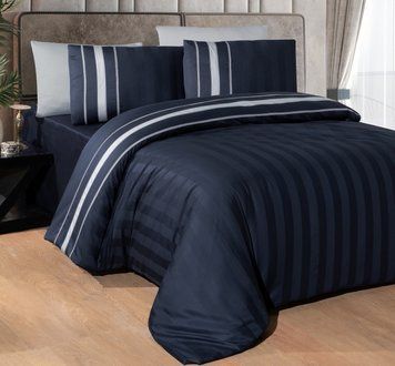 Фото Сатинова постільна білизна First Choice Deluxe Satin Dark Artwel Navy Blue 31757