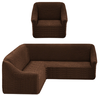 Фото Чохол для кутового дивана + крісло без спідниці Turkey 1 Шоколад