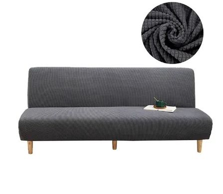 Фото Темно-серый трикотажный чехол на диван без подлокотников