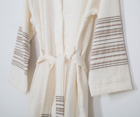 Фото Жіночий махровий бамбуковий халат-кімоно Irya Serin Ekru 100% Бавовна Молочний