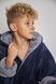 Фото №4 з 11 товару Дитячий махровий халат для хлопчика з каптуром Welsoft Графіт 4000