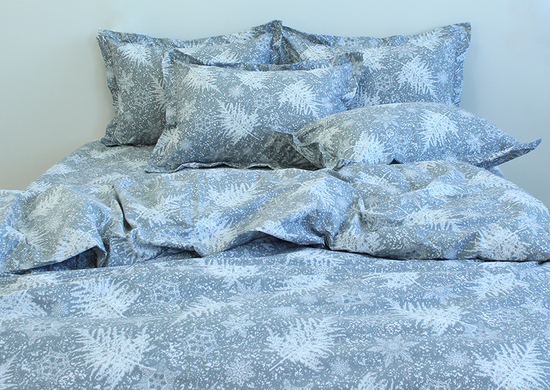 Фото Новорічний комплект постільної білизни 100% Бавовна Снігопад Сірий R-T9128 TAG(1,5-sp)-872