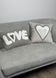 Фото №2 з 4 товару Декоративна подушка з аплікацією Love Сіра