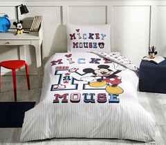 Фото Подростковый комплект постельного белья Mickey College Микки 100% Хлопок Простынь на резинке