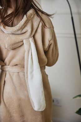 Фото Женский теплый халат с капюшоном с ушками Welsoft Кремовый 1030