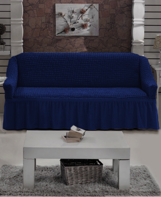 Фото Універсальний чохол для 2-х-3-х містного дивана з спідницею Turkey № 12 Синій