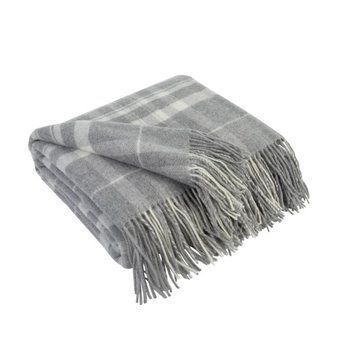 Фото Вовняний кашемировий плед Love You Сіра Клітинка Владі Влади Vladi 4482