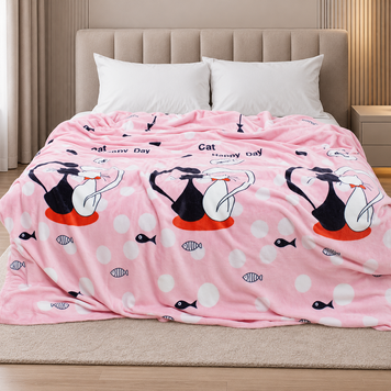 Фото Теплий плюшевий плед Wellsoft флісовий Romantic Kitties ALM1909 ТМ TAG Закохані Котики PledVL-117