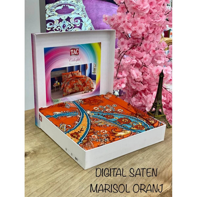 Фото Сатинова постільна білизна TAC Saten Digital Marisol Orange 100% Бавовна