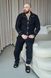 Фото №5 из 10 товара Мужская пижама с Муслина с кантом на пуговицах Штани + Кофта Чёрная 405
