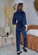 Фото №3 з 13 товару Жіночий домашній костюм Шаль Штани + Халат Синій 901
