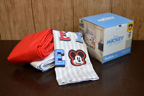 Фото Подростковый комплект постельного белья Mickey College Микки 100% Хлопок Простынь на резинке