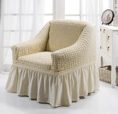 Фото Универсальный чехол на кресло с юбкой Turkey № 14 Кремовый