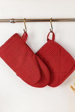 Фото Кухонна рукавиця-прихватка для гарячого Прованс Merry Christmas Червона