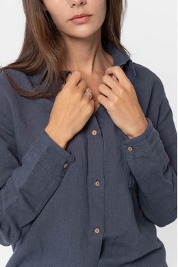 Фото Женская синяя длинная рубашка из льна Bruma Оversize