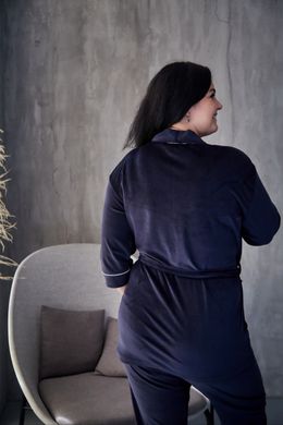 Фото Жіночий домашній костюм Шаль Штани + Халат Синій 905