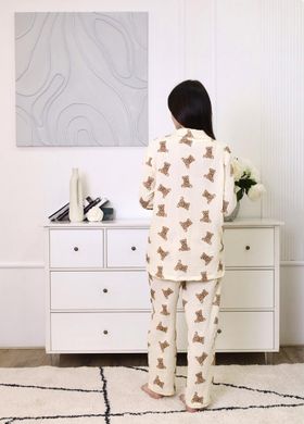 Фото Женская муслиновая пижама Брюки + Сорочка Мишки Тедди Крем