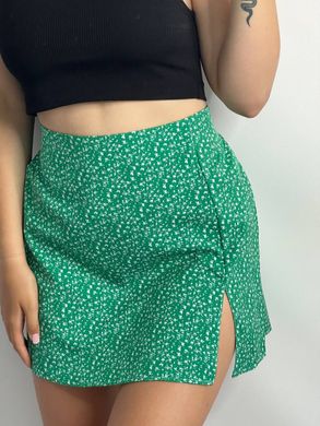Фото Зеленая мини юбка из софта