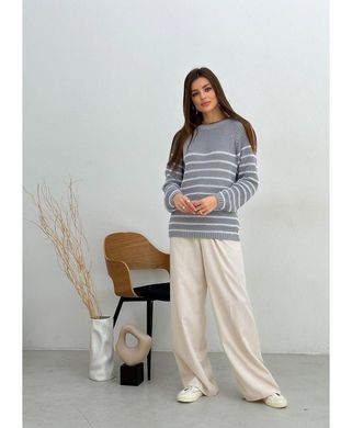 Фото Жіночий в'язаний джемпер Cotton Сірий в смужку 027976 028035