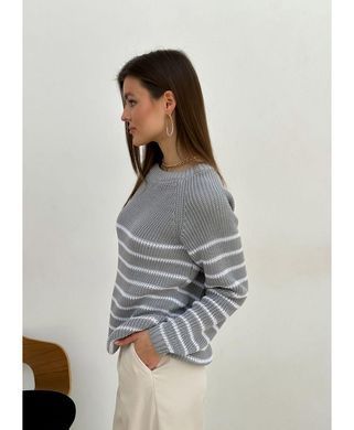 Фото Жіночий в'язаний джемпер Cotton Сірий в смужку 027976 028035