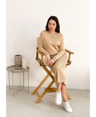 Фото Женская вязаная трикотажная юбка миди Jolie Бежевый